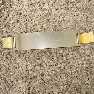 Ladies Belt ~ Stretch Elastic Gold Color front Metal Bar Gold ~ L-XL